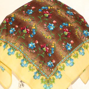Scarf with flowers, Vintage Japanese shawl, Romanian style, Ethnic Folk scarves, gift for her