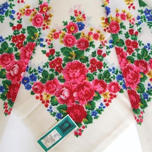 White wool shawl with tags, Ukrainian wool scarf, Wedding square scarf, Old USSR fabric