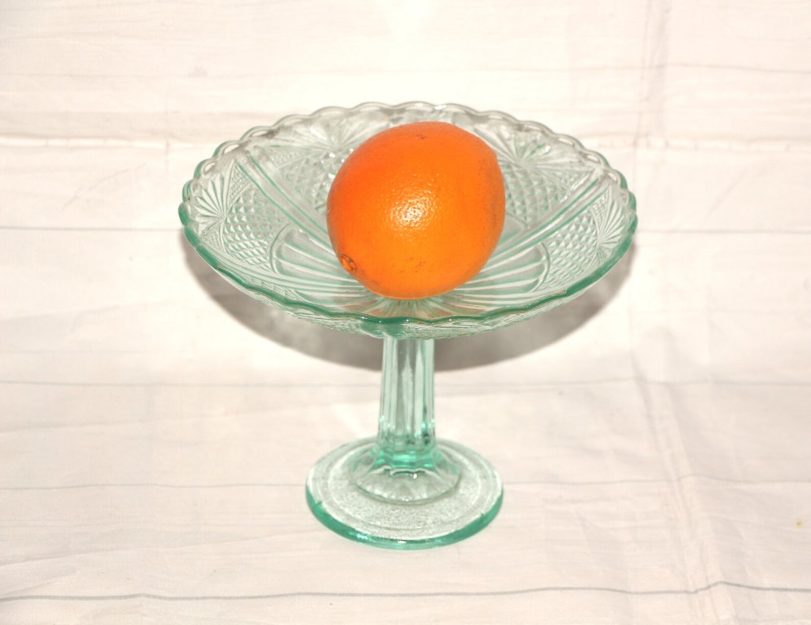 Vintage Fruit Bowl Blue Glass Pedestal Bowl Footed Dish Etsy