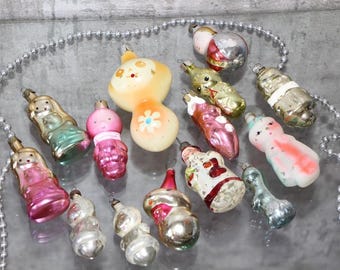 People, Doll, Christmas tree ornaments, Vintage mercury glass, Retro Xmas Ukraine toys