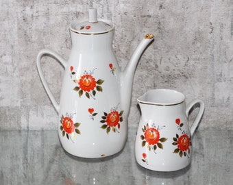 Vintage-Teekanne und Milchkännchen, Porzellan-Teekanne-Set mit Blumen, perfekt für eine Teeparty im Garten