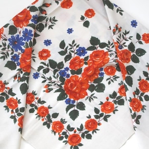 Vintage scarf with floral, Ukrainian retro shawl, Beautiful boho shawl, Fashion scarf, Tablecloth
