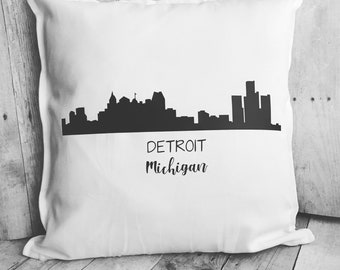 Detroit pillow- Detroit skyline- Detroit gift- Michigan pillow- Michigan gift- skyline- skyline pillow- Detroit- Detroit Michigan