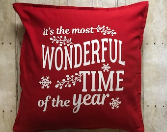 It's the most wonderful time of the year- wonderful time of the year- christmas pillow- christmas decoration- christmas decor- red pillow