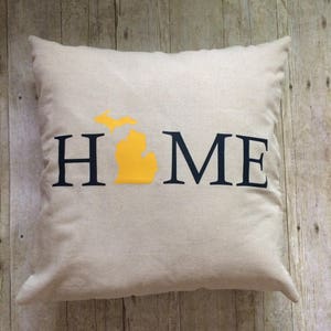 Michigan pillow- Michigan home pillow- University of Michigan colors- Blue and Gold pillow- Michigan decor- Michigan gift- Wolverines