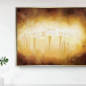 Jerusalem the light of the world, oil painting, Bet Hamikdash, Temple in Jerusalem, Luxury Jewish art, abstract Jewish art.