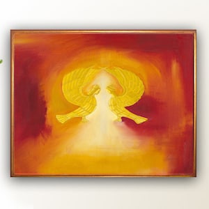The keruvim, museum quality print, contemporary Jewish art, abstract, spiritual art, spiritual love, angels, Giclee,  oil painting print.