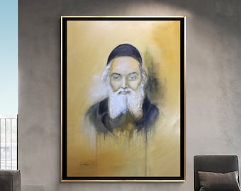 Chafets Haim Porträt, jüdisches Rabbiner Ölgemälde, texturierte Leinwand Kunst