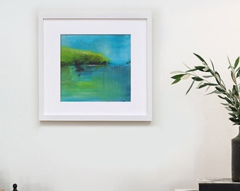 Abstract landscape, fine art print of original oil painting, tiny painting,