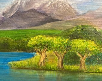 Paradise Landscape Painting, Original Oil on Canvas by Lina Hazan