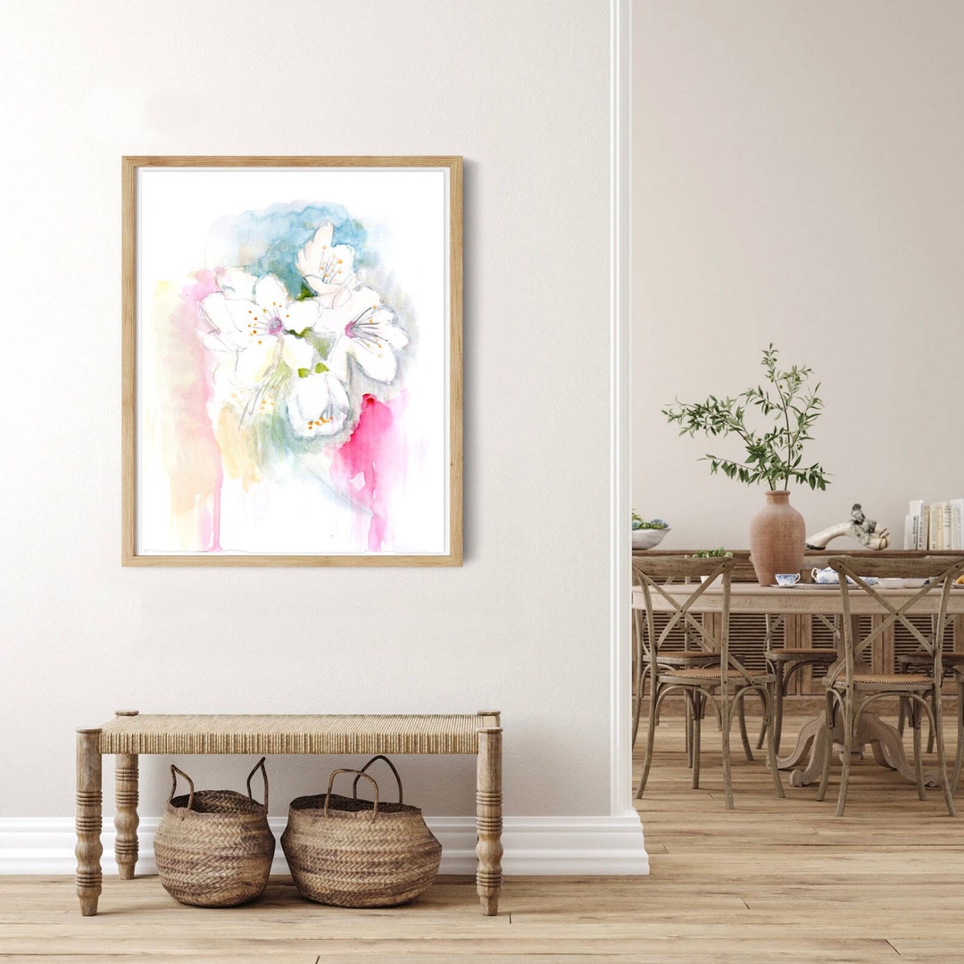 Abstract Floral Watercolor Art Print, Botanical Wall Decor - Etsy