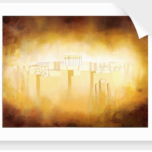 Jerusalem light of the world, fine art print, Giclee of oil painting, unique art, Jewish art, contemporary Jewish art, painted by Lina shops Hazan