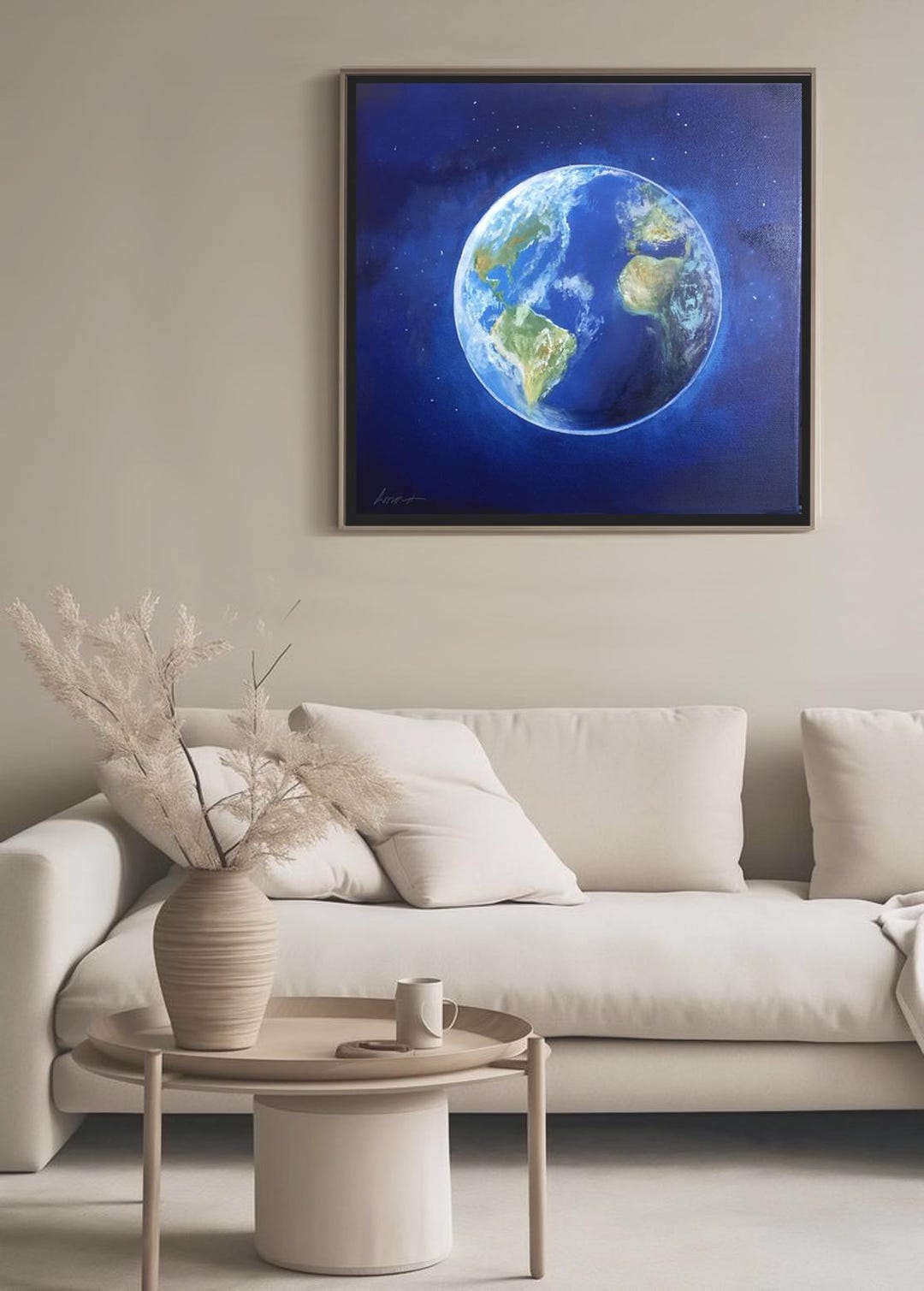 Original Earth Oil Painting on Canvas, Ready to Hang - Etsy