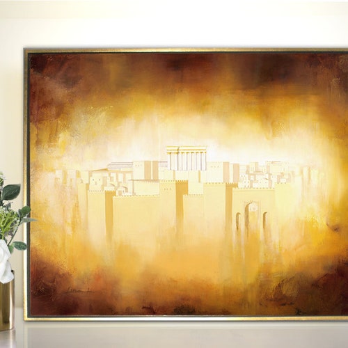 Jerusalem light of the world, fine art print, Giclee of oil painting, unique art, Jewish art, contemporary Jewish art, painted by Lina shops Hazan