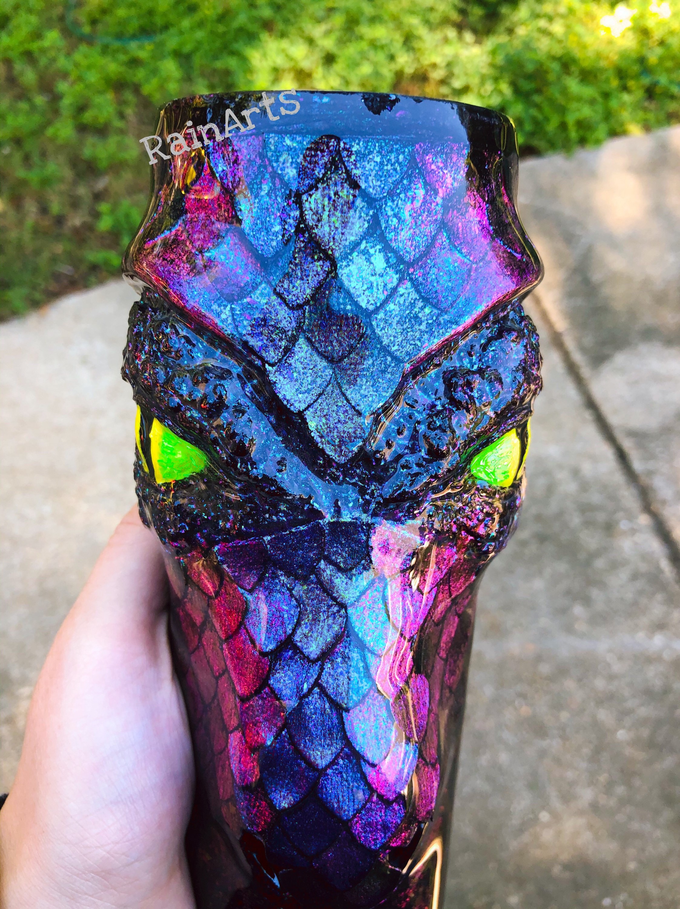 3D dragon tumbler 20 oz or 30 ounce custom color shift hand | Etsy