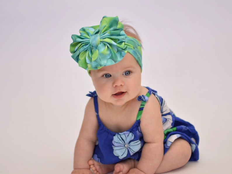 Floppy Bow Turban Messy Bow Big Bow Baby Bow Head wrap Girl Bow Baby Headband Mermaid Scales Swim Messy Bow Headband Swim Bow