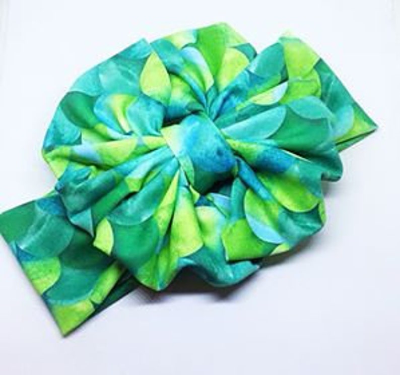 Floppy Bow Turban Messy Bow Big Bow Baby Bow Head wrap Girl Bow Baby Headband Mermaid Scales Swim Messy Bow Headband Swim Bow