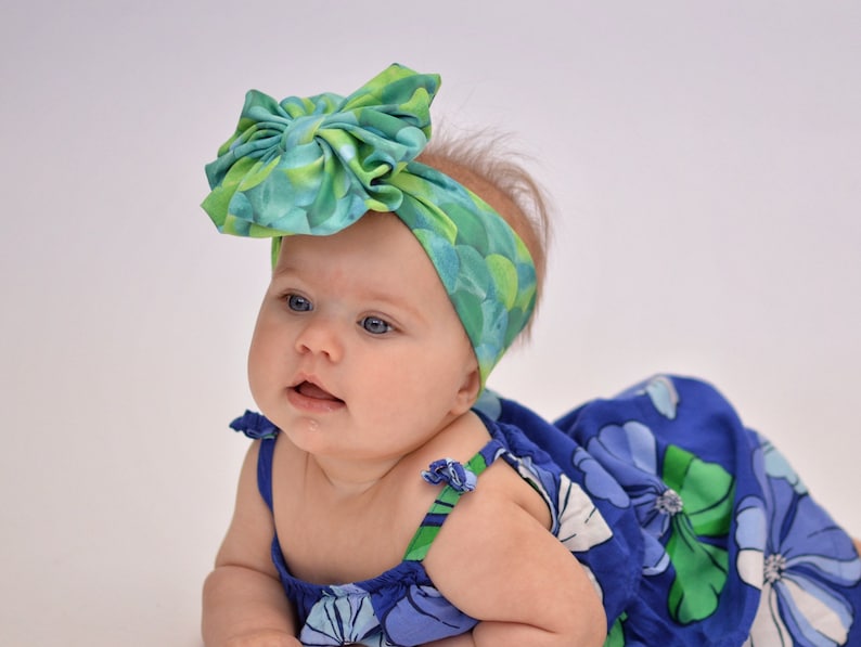 Floppy Bow Turban Messy Bow Big Bow Baby Bow Head wrap Girl Bow Baby Headband Mermaid Scales Swim Messy Bow Headband Swim Bow