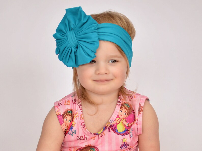 Big Bow Teal Super Soft Messy Bow Headband Baby Headband Turban Messy Bow Headwrap Floppy Bow Baby Bow Girl Bow