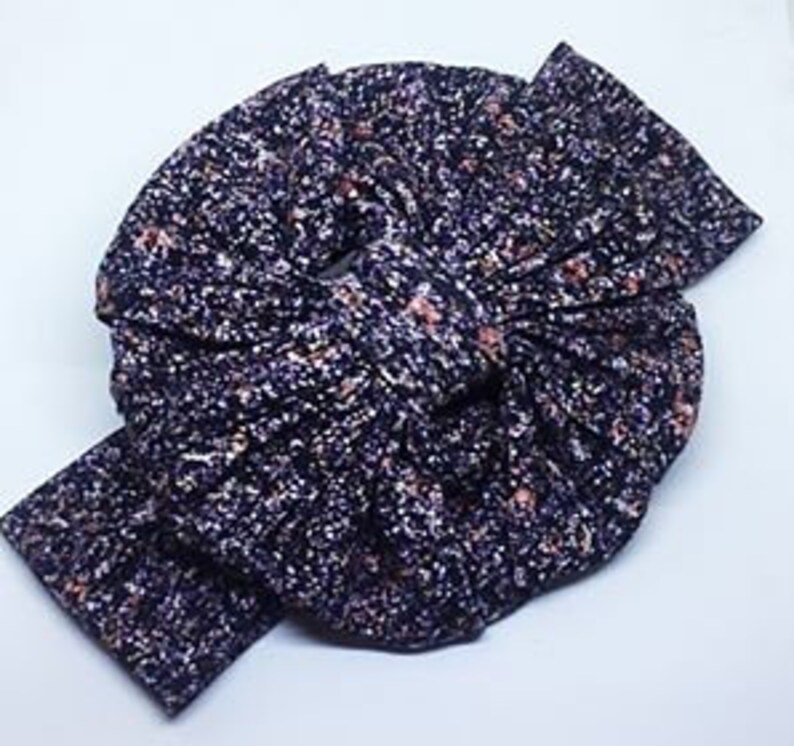 Baby Headband Floppy Bow Baby Bow Turban Black Faux Glitter Messy Bow Headband Head wrap Girl Bow Messy Bow Big Bow