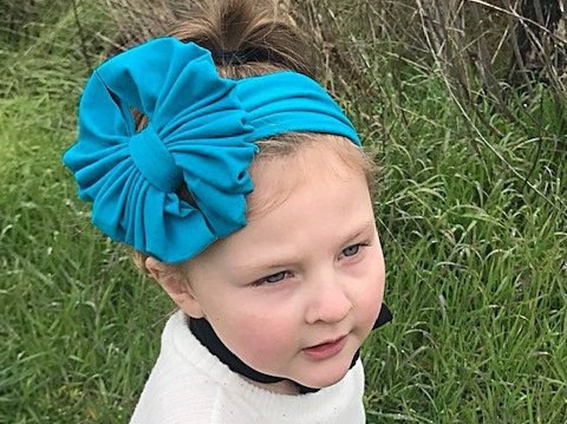 Big Bow Teal Super Soft Messy Bow Headband Baby Headband Turban Messy Bow Headwrap Floppy Bow Baby Bow Girl Bow