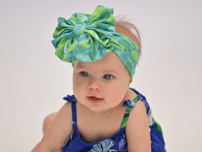 Floppy Bow Turban Messy Bow Big Bow Baby Bow Head wrap Girl Bow Baby Headband Mermaid Scales Swim Messy Bow Headband Swim Bow