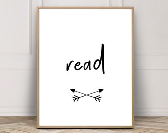 Read Print for Kids Room - Playroom Poster - Childrens Wall Art Printables - Girls Bedroom Wall Art - Play Room Wall Art