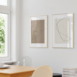 Zwei Stück Wandkunst - Abstrakte Skizze - Minimale Zeichnung - Minimalistische Linie Kunst - Kontinuierliche Linie Zeichnung Wandkunst - Set aus zwei Drucken