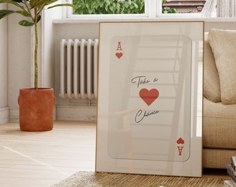 Red Ace Card Poster, Ace Of Hearts Print, Love Quotes, Y2K Decor, Playing Cards Poster, Aesthetic Wall Art, Wall Art For Girls, Card Art