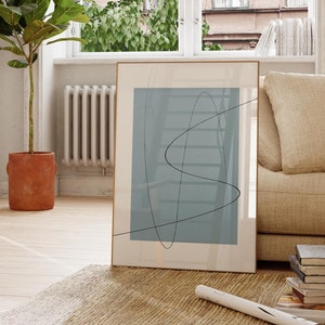 Contemporary Art, Blue Wall Art, Digital Art Print, Minimalist Poster, Line Art, Shades of Blue, Modern Abstract Art, Wall Art Living Room