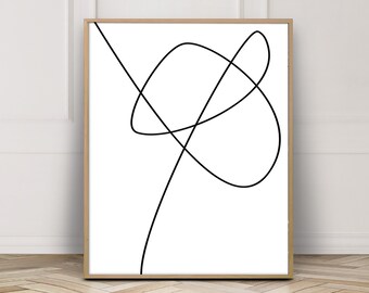 Abstract Lines Print - Continuous Line Drawing Art- Contour Lines Drawing Poster - Minimal Line Art - Black and White Wall Art