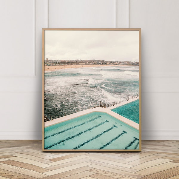 Bondi Beach Photo - Seaside Poster Printable - Beach House Wall Art - Sea Photography - Ocean Waves Print - Australian Art Print