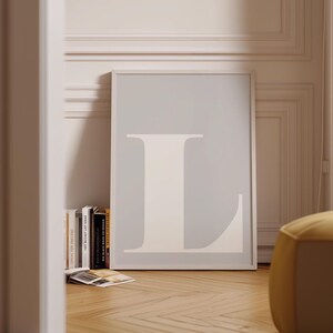 Póster con la letra L, decoración de habitación de adolescentes, impresión inicial L, decoración de apartamentos, arte de pared preppy, decoración de dormitorio universitario, decoración de habitación de niño, letrero con nombre para guardería