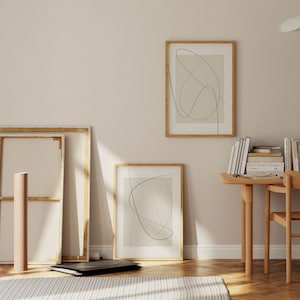Beige Artwork - Set of Two Prints - Continuous Line Drawing Wall Art - Minimal Drawing - Minimalist Line Art - Set of 2 Abstract Prints