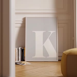 Póster con la letra K, decoración para dormitorio universitario, decoración para habitación de niño, arte de pared preppy, impresión con nombre para guardería, guardería de bebé, impresión con la letra K, arte de pared con monograma