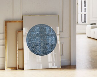 Flower of Life Wall Print, Flower of Life Artwork, Sea Photography, Sea Print, Ocean Decor, Ocean Print, Blue Art, Flower of Life, Wall Art