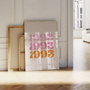 Birthday Gift 1993, Birthday Decorations, Year Print, Birthday Poster, Birth Year, Pink Orange Art, 1993 Poster, Birth Year Print,