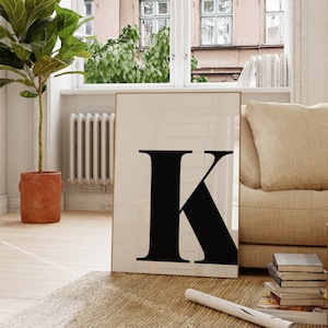 Inicial K moderna, signo de letra del alfabeto, monograma de la letra K, apellido K, póster de apellido, impresión de género neutro, impresión para habitación de bebé