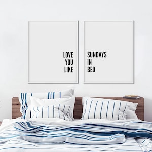 Arte romántico para pared de dormitorio - Dos láminas - Juego de 2 láminas - Pósteres con frases de amor - Arte de pared para parejas - Decoración moderna bohemia