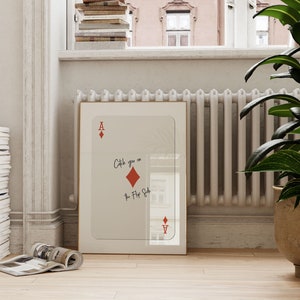Spielkarte Poster, Boho Druck, Poker Druck, trendige Wandkunst, 70er Jahre Stil Poster, Wohnheim Raum Kunst, lebendige Wandkunst, Poster Ace of Diamonds