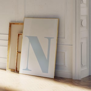 Cartaz da letra N, arte de parede inicial, arte inicial para berçário, placa de letra N, letra inicial N, pôster de monograma, arte de parede para berçário, letra do alfabeto