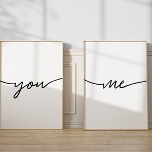 You and Me Print Set - Paar Poster - Paar Drucke - Zweiteilige Wandkunst - 2-teilige Wandkunst - Romantisches Schlafzimmer Dekor