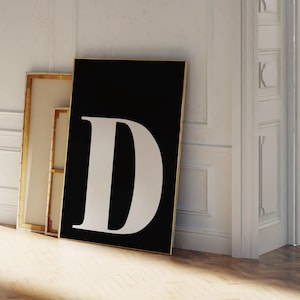 Pôster com a letra D, letras para impressão, decoração de parede fofa para casa de faculdade, placa com nome de berçário, decoração de parede para berçário, inicial D