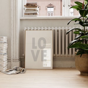 Love Print, Neutral Bedroom Quote Wall Art, Scandinavian Dorm Above Bed Decor, Printable Quote Prints