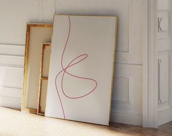 Blush Pink Kunst - Einzelne Linie Zeichnung - Hellrosa Wandkunst - Minimale Linie Kunst - Kontinuierliche Linie Kunst - Pastelldrucke