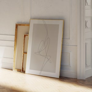 Minimal Line Drawing Print - Thin Lines Wall Art - Abstract Line Art - Scribble Print - Above Sofa Art Poster - Curved Line Art