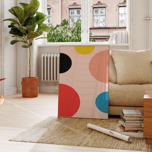 Large Colorful Abstract Geometric Wall Art, Modern Abstract Art, Geometric Bedroom Print, Pink Prints