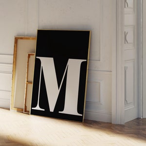 Letter M Poster, Initial Wall Art, Kids Room Decor, Black and White, Alphabet Poster, Name Initial Print, Alphabet Letter, Nursery Wall Art