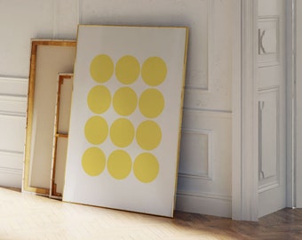 Yellow Circle Wall Art - Bright Yellow Decor - Geometric Poster Print - Colorful Wall Art - Bold Prints - Yellow Kitchen Art