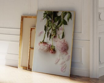 Modern Botanical Print - Peonies Wall Art - Peony Print Download - Pastel Print Wall Art - Pink Flower Photographs